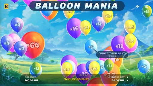Chance to Win and Click Counter Features in Balloon Mania